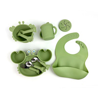 Ensemble de repas en silicone pour bébé, facile à nettoyer, ensemble de 10 assiettes de crabe pour enfants, ensemble de vaisselle pour tout-petits