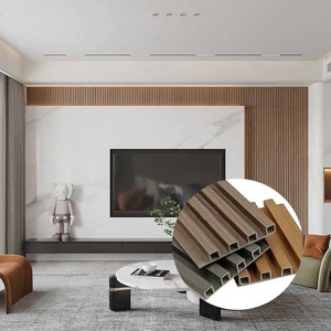 Pannello Grigliato WPC per Interni, Pannello Decorativo in Fibra di Bambù, Design Senza Giunture in Stile Americano di Lusso Leggero per Soggiorno - Product Image 1
