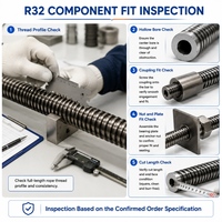 Système d'ancrage creux autoperceur Dinto R32 avec écrou de couplage et plaque de fixation, modèle Dinto-PST-177 pour le forage de tunnels