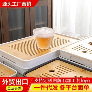 Plateau à thé rectangulaire pour usage domestique, adapté à la préparation à sec des tasses à thé, style japonais, avec infuseur intégré. - Product Image 5