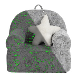 Children's <b>Sofa</b> Reading Chair Gray Fabric High Elastic Foam <b>Sponge</b> 3 Years Above Single Seat With Handrails - Product Image 5