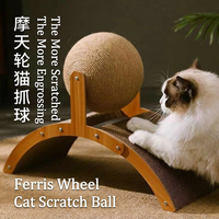 En stock aux États-Unis : Arbre à chat moderne en bois à 2 niveaux, tour à gratter en sisal pliable avec boule pour chats d'intérieur