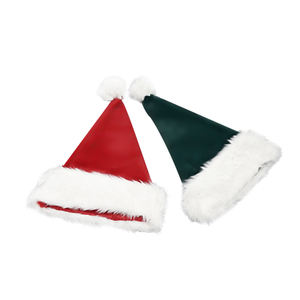 कस्टम यूनिसेक्स लघु प्लश xमास सजावट सजावट सजावट सजावट क्लासिक लाल सफेद मखमल क्रिसमस सांटा टोपी - Product Image 5