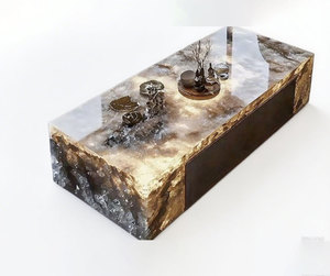 R067 Table basse créative de thé en cristal brillant en forme d'ondulation de comptoir de bar de bureau en résine transparente pour le bar d'hôtel de maison de bureau - Product Image 1