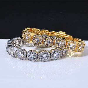 Stock Fashion 12MM Luxury Iced Out Hop Jewelry Zircon Cut Cluster Tennis <b>Bracelet</b> - Product Image 6