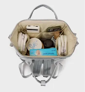 <span class=keywords><strong>Sac</strong></span> à <span class=keywords><strong>dos</strong></span> Oxford imperméable 2-en-1 convertible en <span class=keywords><strong>lit</strong></span> bébé, <span class=keywords><strong>sac</strong></span> de maman pliable avec crochets pour poussette, poche isotherme pour biberon, logo OEM - Product Image 3