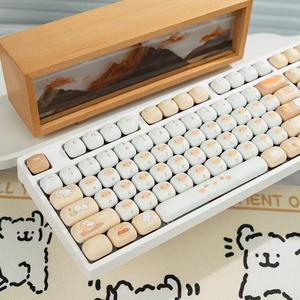 คีย์บอร์ดกลไกแบบสามโหมด YG108 หลายประเภท คีย์แคปการ์ตูน MOG/Mao คีย์บอร์ด RGB ปรับแต่งได้ สำหรับสาวๆ ใช้ในออฟฟิศ - Product Image 4