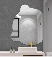 Miroir de Maquillage Intelligent LED Tactile Moderne, Forme Irrégulière Murale, pour Salon, Salle de Bain, Coiffeuse, Graphique