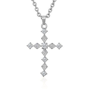 yunnique style diamond-encrusted cross <b>titanium</b> steel necklace, elegant and stylish women's clavicle <b>chain</b>, colorfa - Product Image 5