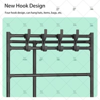 Porte-vêtements métallique sur roulettes avec étagères et crochets pour chambre et entrée – Organisateur de vêtements et support à manteaux