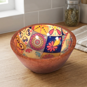 Reusable Handmade Polished 100% Natural Round <b>Mango</b> <b>Wood</b> Classic Design Salad Fruit <b>Bowl</b> Stocked for Home and Party Use - Product Image 1