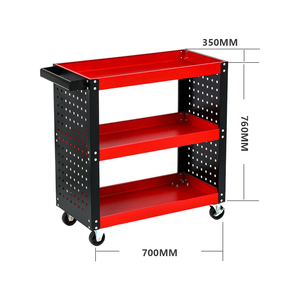 Carrito de Herramientas de Acero de 3 Niveles de Bajo Costo con Panel Perforado y Ganchos Laterales para Herramientas, Carrito de Almacenamiento Rodante Industrial, Compatible con OEM y ODM - Product Image 2