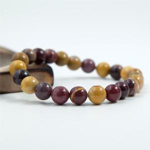 Unisex 8mm Natural Polish Mookaite Jasper Semi-Precious Gemstones Healing Crystal Round Beads <strong>Stretch</strong> <strong>Bracelet</strong> - Product Image 2