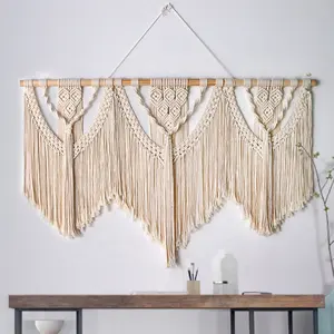 Bohemia Macrame Wall Hanging Small Woven Tapestry Wall Art Decor Wall Hanging Fringe Garland Banner