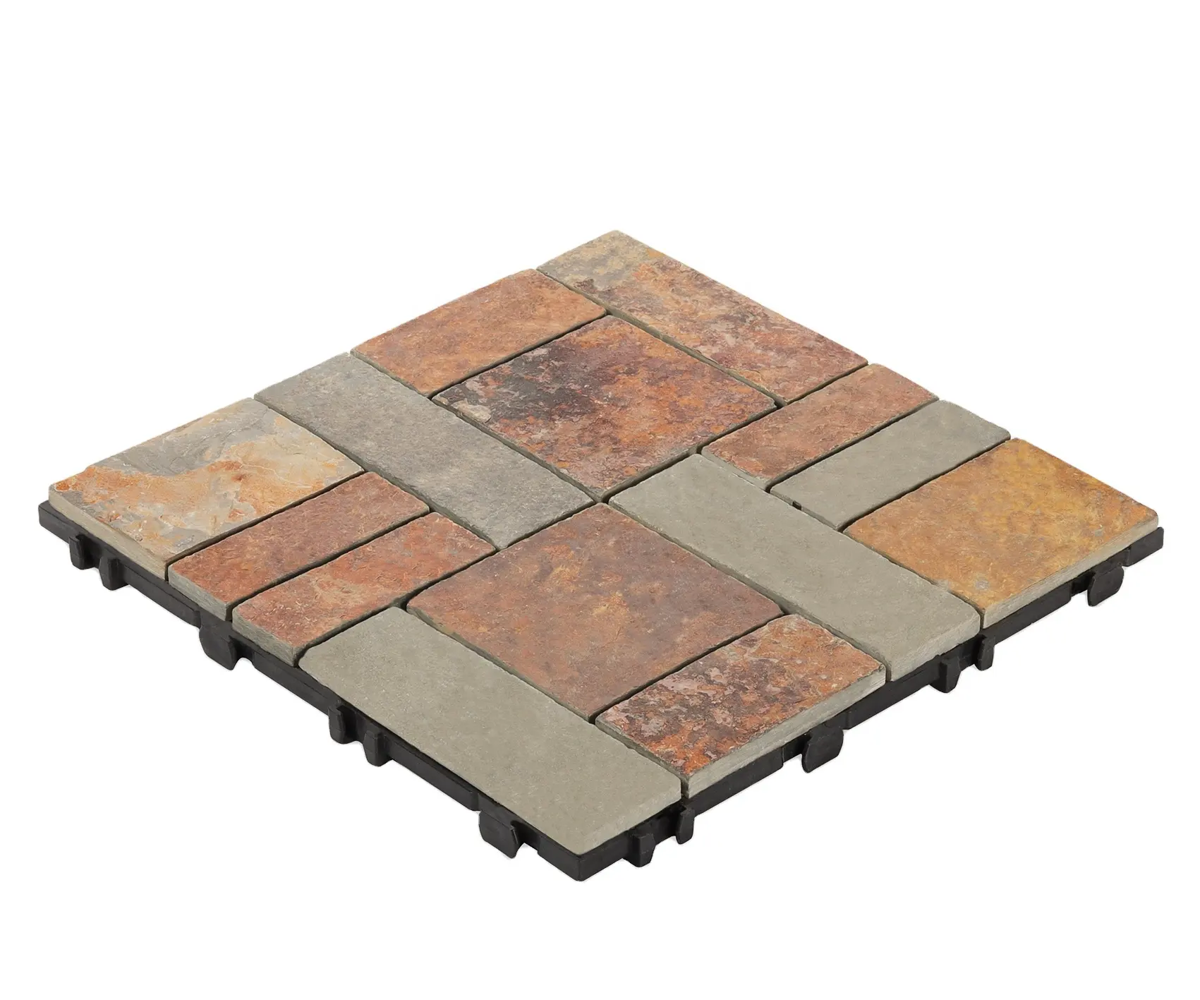 12 "piastrelle ad incastro in pietra di facile installazione piastrelle per pavimenti in pietra per esterni XF-R005