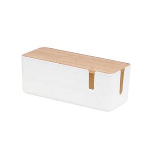 NEW Style Power Plug Socket Anti-dust Storage Box Wire Cord Cable Organizer Container Box with bamboo cover