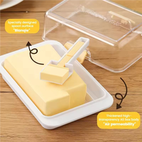 Boîte à beurre en plastique avec couvercle transparent pour réfrigérateur, support de rangement pour beurre avec poignée de contrôle des portions, beurrier avec couvercle