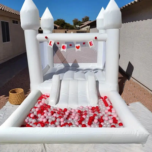Grado comercial niños cumpleaños boda blanco inflable Bounce House Jumping Castillo con bola y tobogán - Product Image 2