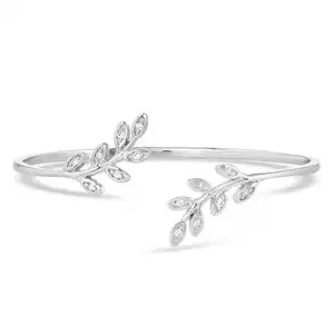 Simple Fashion Exquisite Antique Silver Western Zircon Leaf Antique Silver Bracelet