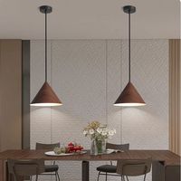 Lampe suspendue en fer avec finition bois naturel/noyer, design vintage, pour salles à manger, tables de chevet, comptoirs de bar, éclairage LED