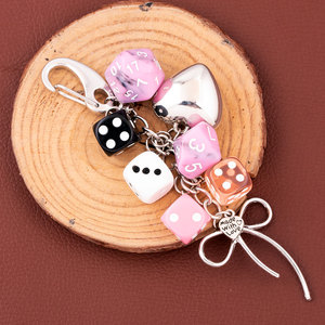 Nuevo Llavero con Colgante de Dado Colorido, Rosa y Negro, de Acrílico, con Cierre de Langosta, Accesorio de Moda - Product Image 2