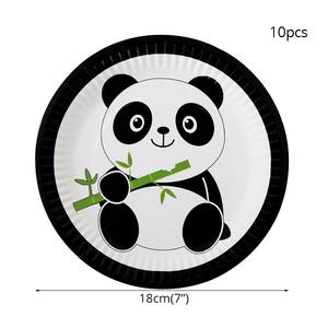 Ensemble de vaisselle jetable sur le thème du panda mignon, décorations d'anniversaire en papier, y compris la décoration de fond, marque <span class=keywords><strong>Wanbo</strong></span> - Product Image 6