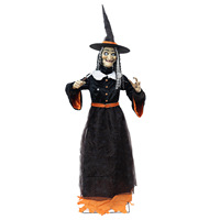 Décoration d'Halloween Grande Sorcière Animée Électrique Lumineuse Parlante pour Intérieur, Accessoire de Décoration de Maison Hantée d'Horreur Fabriqué en Chine