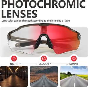 نظارات شمسية للدراجات متغيرة اللون، نظارات رياضية للجنسين، نظارات رياضية مستقطبة بعدسات UV400، نظارات للصيد، نظارات شمسية للجري - Product Image 3