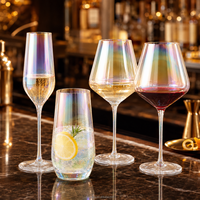 Verres à pinte irisés en verre sodocalcique pour mariage, fête, ensemble de verrerie de bar nacrée arc-en-ciel, fabrication artisanale de luxe