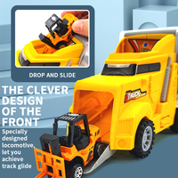 Modèle de voiture de pompier en gros 1/64 dans un camion de rangement portable, trois petites voitures miniatures moulées sous pression, voitures miniatures réalistes à bas prix