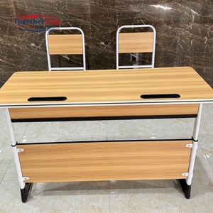 Venta Directa de Fábrica, Muebles Escolares Modernos de Madera con Altura Ajustable, Conjuntos de Escritorio y Silla Individuales y Dobles para Estudiantes - Product Image 6