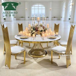 Juego de Mesa de Comedor Redonda Moderna con Base de Acero Inoxidable a Precio Económico para 8 Personas - Product Image 6