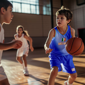 Горячая распродажа: Комплект баскетбольной формы для подростков в стиле мексиканского флага, синий, быстросохнущий, дышащий, больших размеров, 100% полиэстер, для команды - Product Image 3