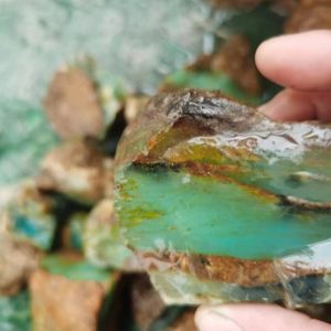 Colgante de piedra Anden azul ópalo de 30mm personalizado de fábrica, piedra preciosa verde Natural de alta calidad, forma de pera, joyería perforada de gota de 12mm - Product Image 2