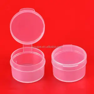 Leere runde Schmucks cha tulle Verpackung Make-up Puder quaste Lagerung halb transparente Mini kleine Probe Kunststoff PP Glas mit Klappdeckel