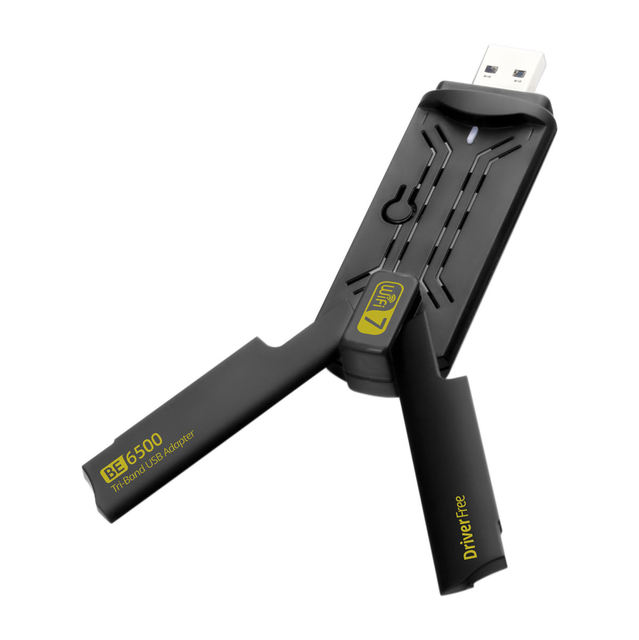 NKIWI Free Drive 802.11BE/AX/AC Tri-Band Gigabit Speed 6500Mbps USB 3.0 Wireless External WiFi7 Adapter for PC Laptop in Stock