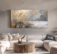 Peinture à l'huile minimaliste moderne or et gris, art mural tendance pour salon, style classique sur toile