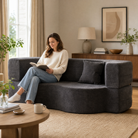Canapé-lit modulaire en velours côtelé, pliable et portable 2-en-1, idéal pour les locataires de studio