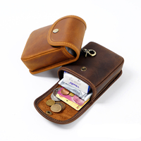 Sac de taille en cuir véritable vintage pochette pour téléphone à bouton-pression pour la taille suspendu grande capacité portefeuille multifonctionnel pour la taille