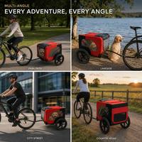 Remorque de vélo haut de gamme avec panier amovible, toit en maille respirant et ventilé, cadre en aluminium pliable, compacte et facile à ranger