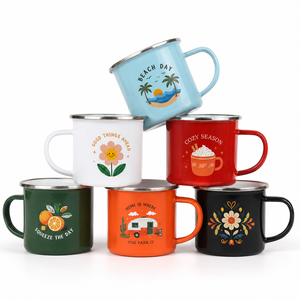 Tasses promotionnelles en émail personnalisées, tasses de camping en métal avec logo, articles de boisson personnalisés pour l'extérieur, cadeau - Product Image 3