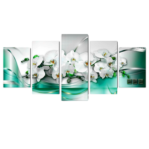 Prix Fabricant Fleurs Vertes 5 Pièces Impression HD <span class=keywords><strong>Paysage</strong></span> Moderne Aquarelle <span class=keywords><strong>D</strong></span>écoration Murale pour la Maison - Product Image 1