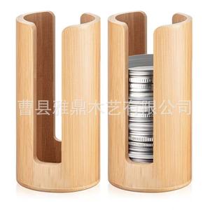 Creative bamboo and wood Mason jar lid storage <b>box</b>, desktop solid wood Mason jar lid organizer, household wooden paper cup - Product Image 2