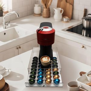 رف تخزين كبسولات القهوة الأكريليكية مع 32 رفًا لكل منها يحمل كبسولة واحدة - Product Image 3