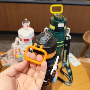 Insulated Water Bottle 0.7L Flip Cover Portable With Strap Outdoor Sports Bottle Home Car Office Use - Product Image 2
