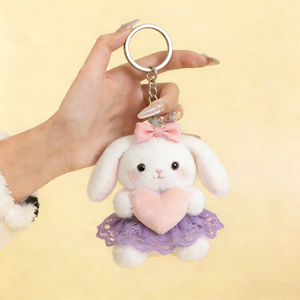 Chaveiro de Pelúcia Personalizado de Coelho com Orelhas Caídas, Vestido de Princesa Fofo, Boneca de Coelho Macia e Adorável, <span class=keywords><strong>Mini</strong></span> Pingente de Pelúcia de Coelho - Product Image 1