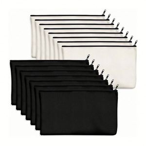 Eco Friendly Custom Printed Logo Blank <b>Make</b> <b>up</b> Organic Cotton Plain Travel New Cosmetic Makeup <b>Bag</b> Canvas With Zipper - Product Image 3