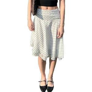 Jupe courte trapèze à pois et motifs floraux pour femme, en mousseline d'été, mini-jupe à imprimé numérique vif, design tissé respirant - Product Image 1