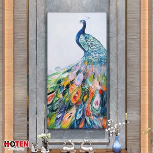Handmade Handpainted Modern 3D Peacock Oil <strong>Painting</strong> on Canvas Custom Size Indoor Wall Decor Xiamen <strong>Animal</strong> <strong>Paintings</strong> - Product Image 1