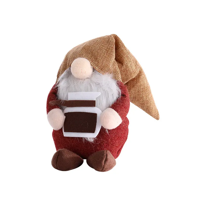 S1748 New cross-border Christmas decorations Santa Claus coffee doll Christmas children's gift old man doll
